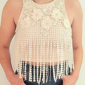 Off White Flower Tank